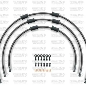 Značkový STANDARD Hadice přední brzdy sada Venhill POWERHOSEPLUS SUZ-7016FB-BK (3 hadice v sadě) černé hadice, černé koncovky