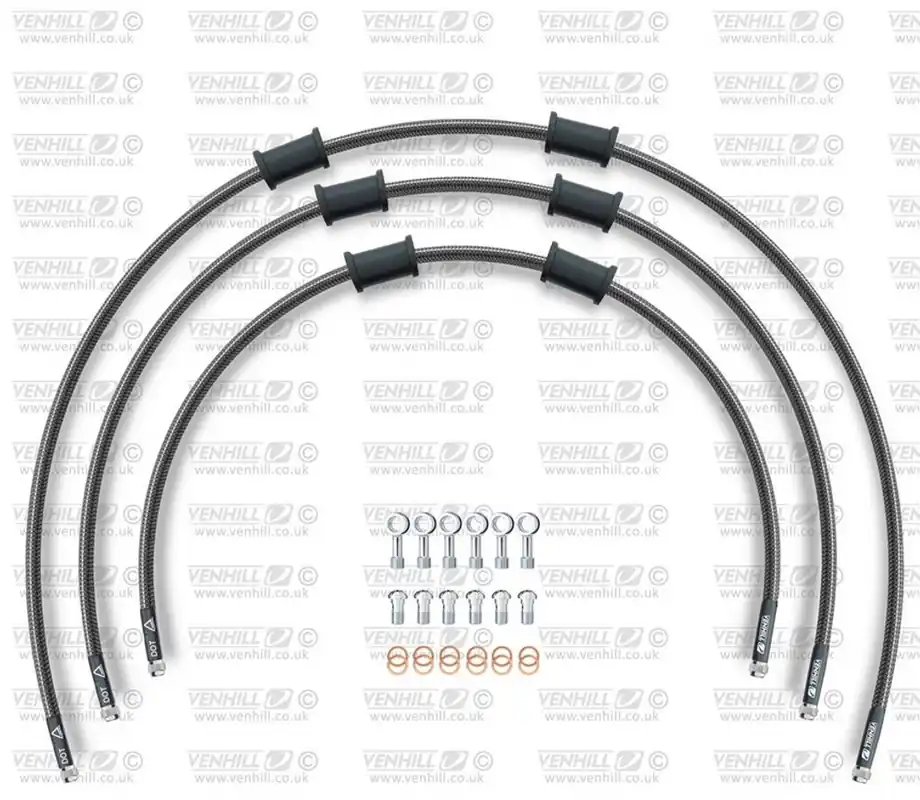 STANDARD Hadice přední brzdy sada Venhill POWERHOSEPLUS HON-5006FS-CB (3 hadice v sadě) karbonové hadice, nerezové koncovky Sleva