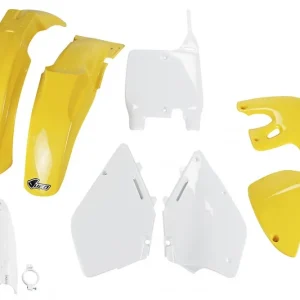 UFO FULL KIT WITH TELESCOPE COVERS SUZUKI RM 125 / 250 '99-'00 COLOUR OEM (WHITE/YELLOW) (SU400E999) Ověřený