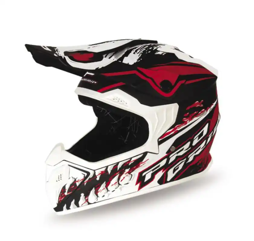 PROGRIP DĚTSKÁ PŘILBA PG3009 JURASSIC JUNIOR/DĚTSKÁ BARVA BÍLÁ/ČERVENÁ/ČERNÁ MATNÁ VELIKOST. L (3009-149) ( HOMOLOGACE ECE 22R06, ZAPÍNÁNÍ DD ) Sleva