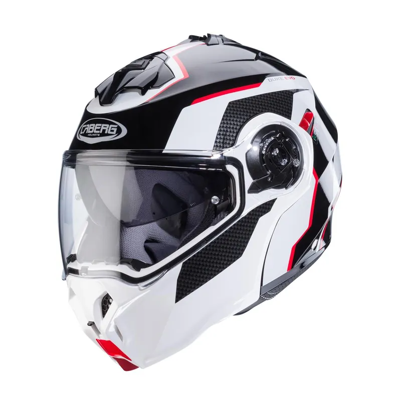 Ověřený CABERG PROMOTION FLIP-UP HELMA MODEL DUKE EVO MOVE BARVA ČERNÁ/BÍLÁ/ČERVENÁ VELIKOST S (VČETNĚ PINLOCKU)