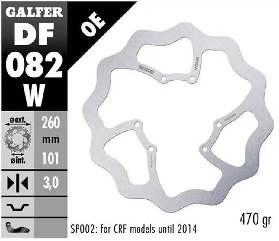 Značkový GALFER PŘEDNÍ BRZDOVÝ KOTOUČ HONDA CRF 250R/300R/450R/RX/L/RS '15- WAVE (260X101X3MM)