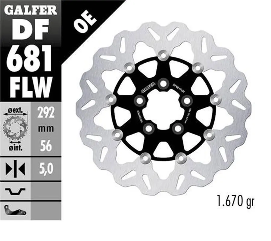 Vysoce Kvalitní GALFER BRZDOVÝ KOTOUČ PŘEDNÍ / ZADNÍ HARLEY-DAVIDSON (292X56X5) PLOVOUCÍ (VIZ POPIS)