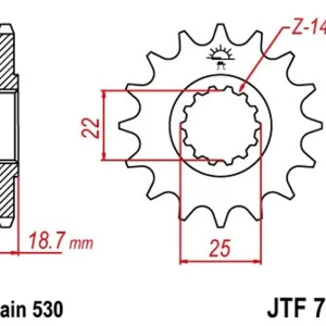 Hit Sezóny Řetězové kolečko JT JTF 743-15RB 15 zubů, 530 pogumované