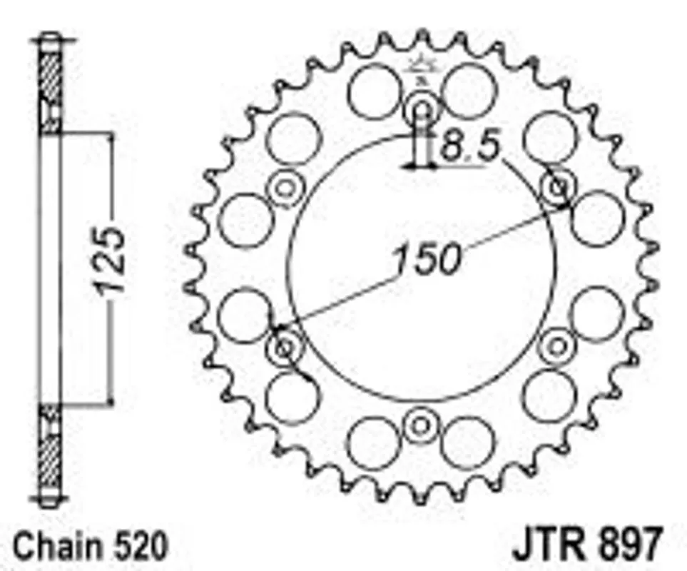 Řetězová rozeta JT JTR 897-53 53 zubů, 520 Nejlepší Volba