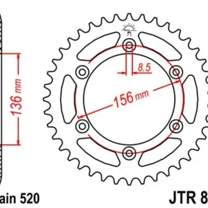 Objednat Nyní Řetězová rozeta JT JTR 822-52 52 zubů, 520