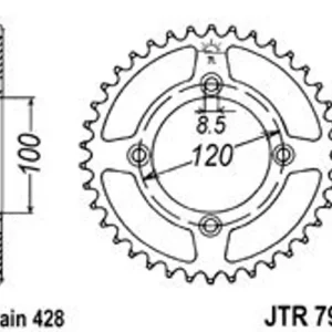 Dokud Zásoby Vydrží Řetězová rozeta JT JTR 798-52 52 zubů, 428