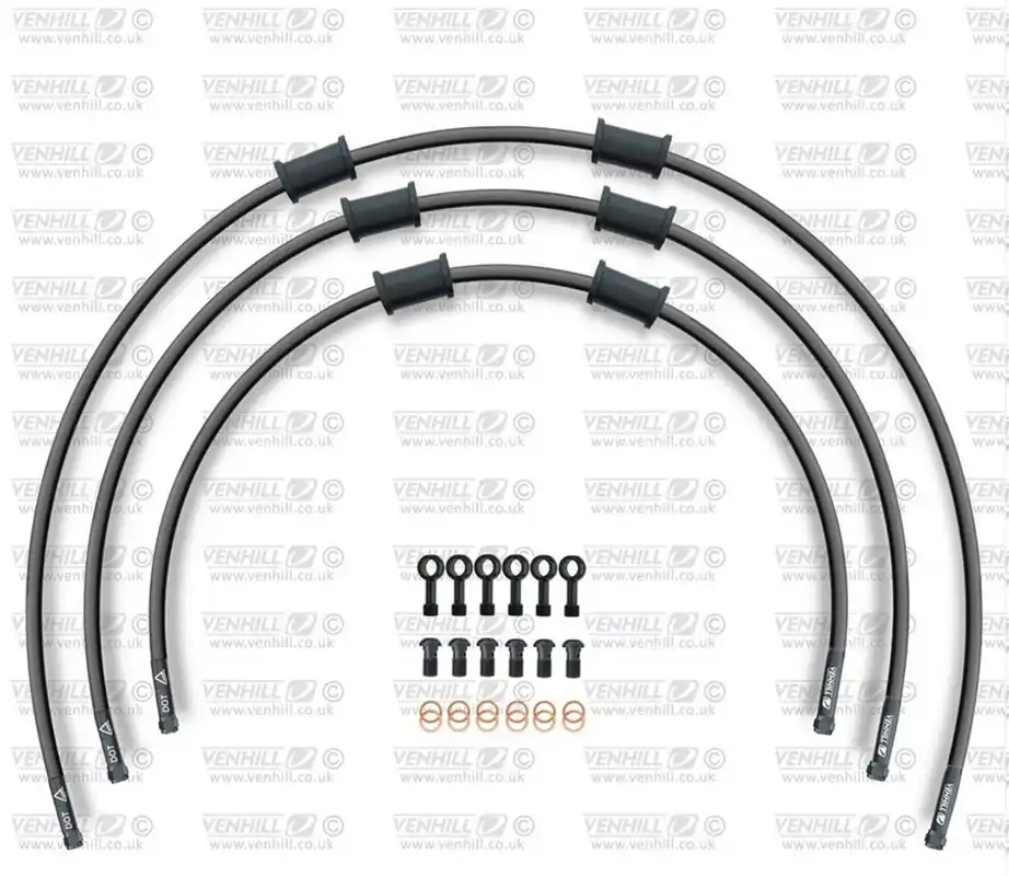 Akční Nabídka STANDARD Hadice přední brzdy sada Venhill POWERHOSEPLUS KAW-4002FB-BK (3 hadice v sadě) černé hadice, černé koncovky