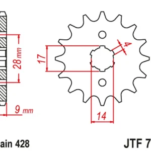Řetězové kolečko JT JTF 712-13 13 zubů, 428 Akce